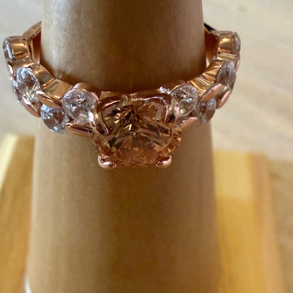 Elegant Rose Gold Ring with Clear Stones